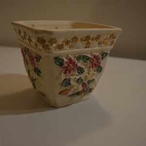 K's Collection Holiday Candle Holder Vase Clay Floral Pattern